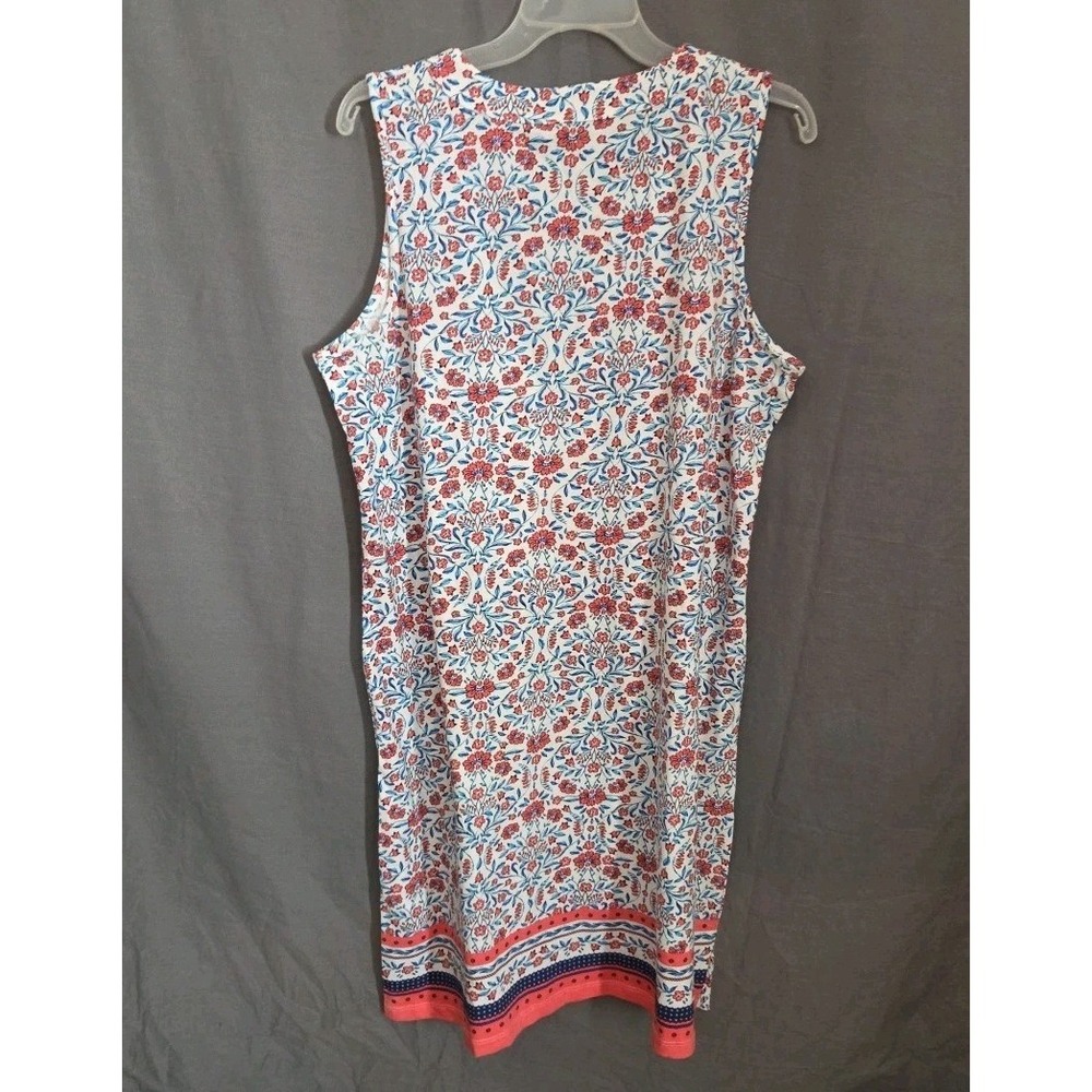 Lands End Floral Midi Dress Soft Feminine Summer Casual 100% Cotton Large 14/16 - Picture 5 of 9